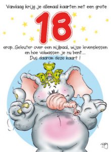 Verjaardagswensen kaartje 18 jaar